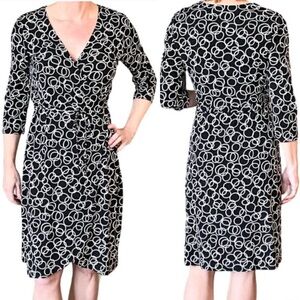Faith Love Passion F.L.P. Women’s Black White Chain Circles V-Neck Wrap Dress